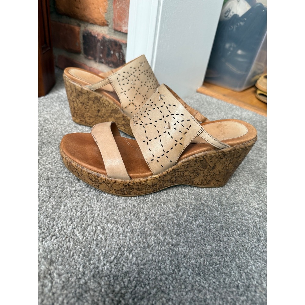 $125 Kravings Women's 7‎ Tan Leather Platform Heels Sandals Shoes Sundance